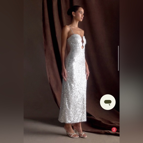 Meshki Magnolia Sleeveless Diamanté Maxi Dress- Silver- Small - Picture 4 of 11